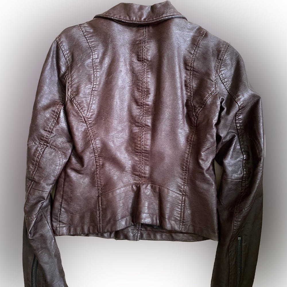 Vintage Express Vegan Leather Jacket Brown/Maroon - Picture 3 of 8